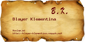 Blayer Klementina névjegykártya